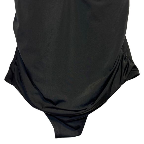 Torrid Black Wireless Ruched Cap Sleeve One Piece Swimsuit Size: 3 3XL - Picture 8 of 15